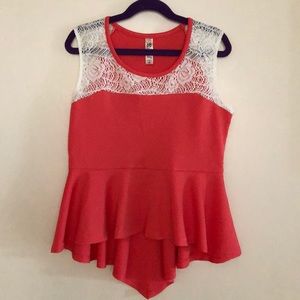 New Soft Novelty Knit Girls peplum top w/lace